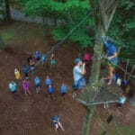 A Group Of People Flying A Kite