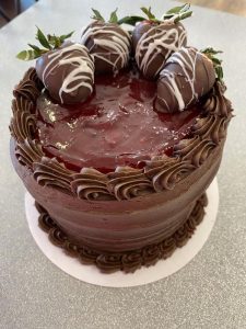 a large chocolate cake on a plate